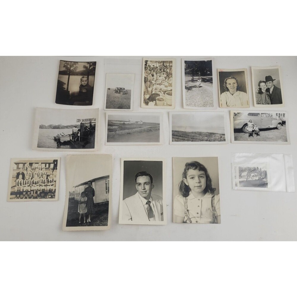 Lot of 15 Old 1930s-1950s Family Family, Military, Sports & More